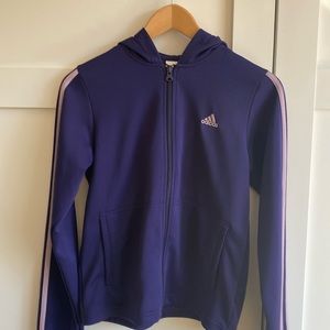Adidas Women’s Purple Stripe Zipper Climate Hoodie
